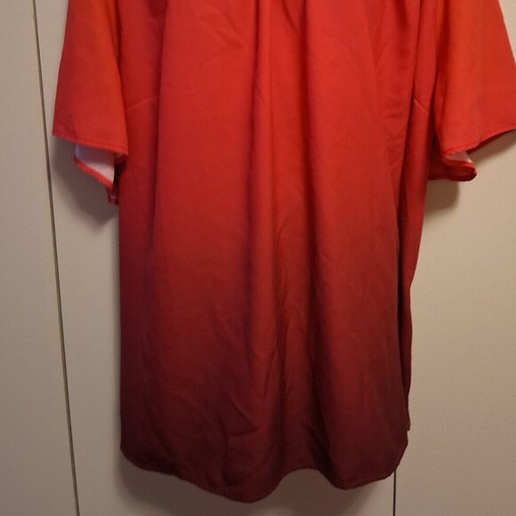 Maggie Barnes Catherines women's red pink blouse top ombre 3X 26/28 lightweight - Picture 2 of 5